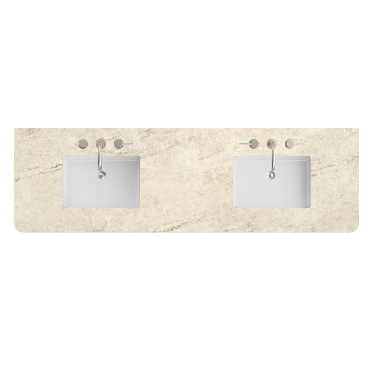 James Martin 72" Double Vanity Top with Tajnar (Radius Cut, Widespread) countertop