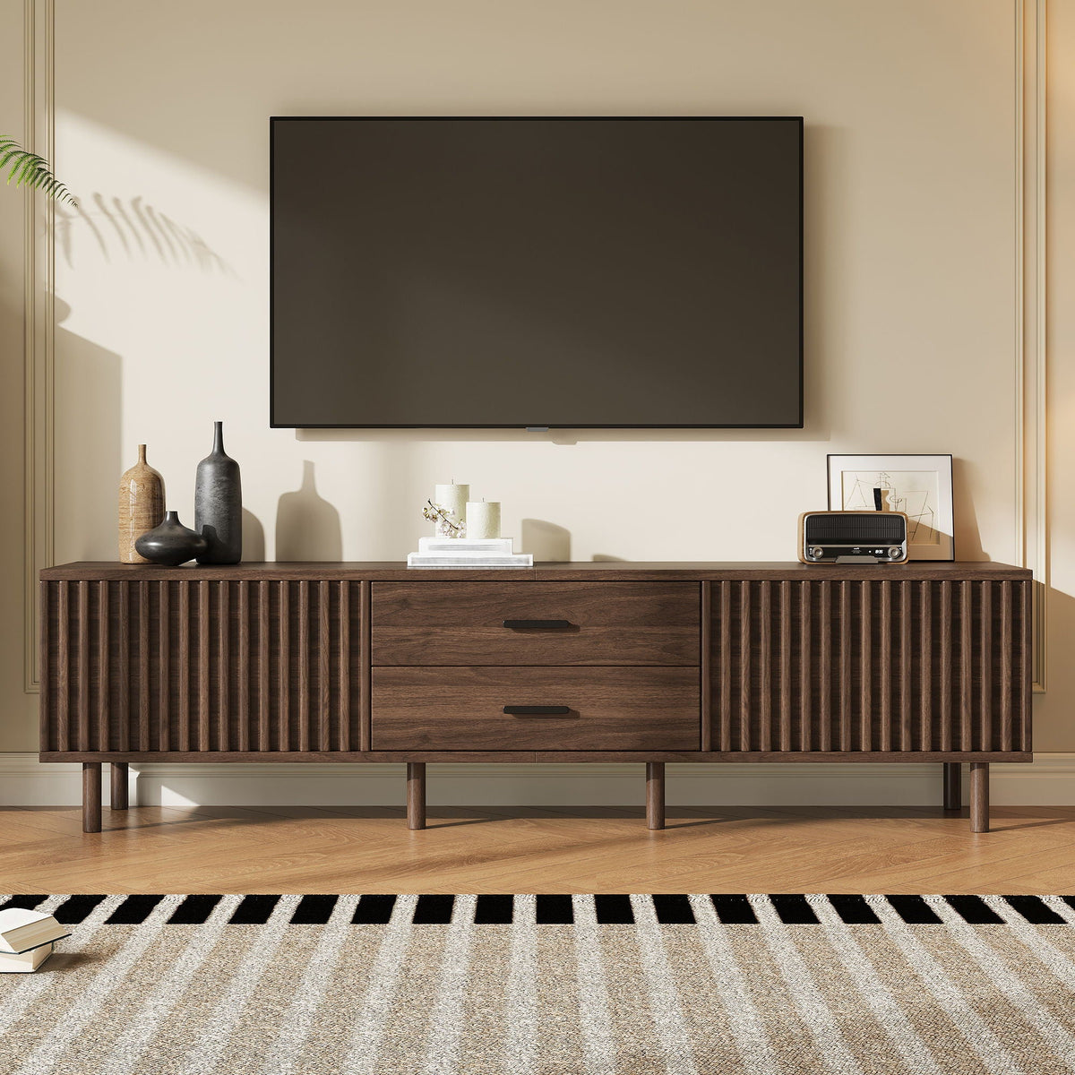 Dark Brown TV Stand for TVs Up to 80" with Ample Storage, photo 11 of 13