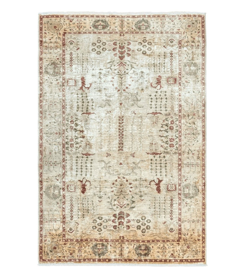Pakistani Oushak Rug 6 x 9.6, Handmade Wool Peshawar Carpet, Farmhouse Rug by Jewel Rugs