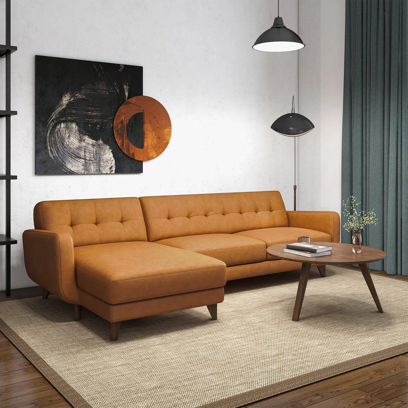 Allison - Mid-Century Modern Sectional Sofa Chaise by Unique Piece Furniture