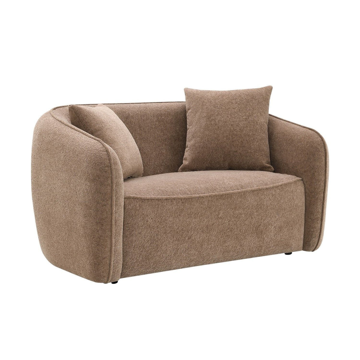 Keith Stationary Loveseat with Chenille Upholstery and Toss Pillows - Beige or Light Brown