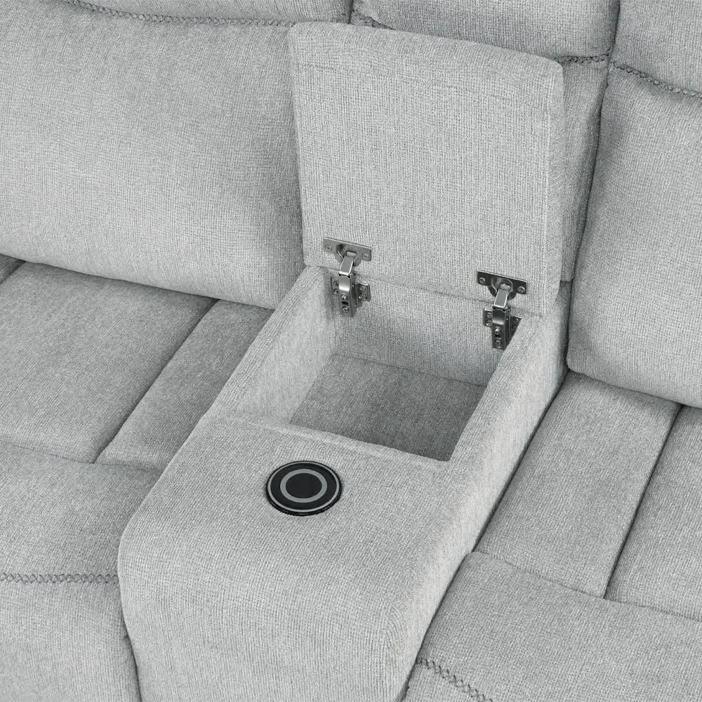 Galya - Motion Loveseat With Console - Light Gray Chenille by Unique Piece Furniture