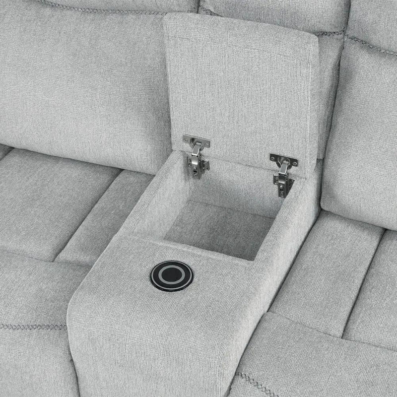Galya - Motion Loveseat With Console - Light Gray Chenille by Unique Piece Furniture