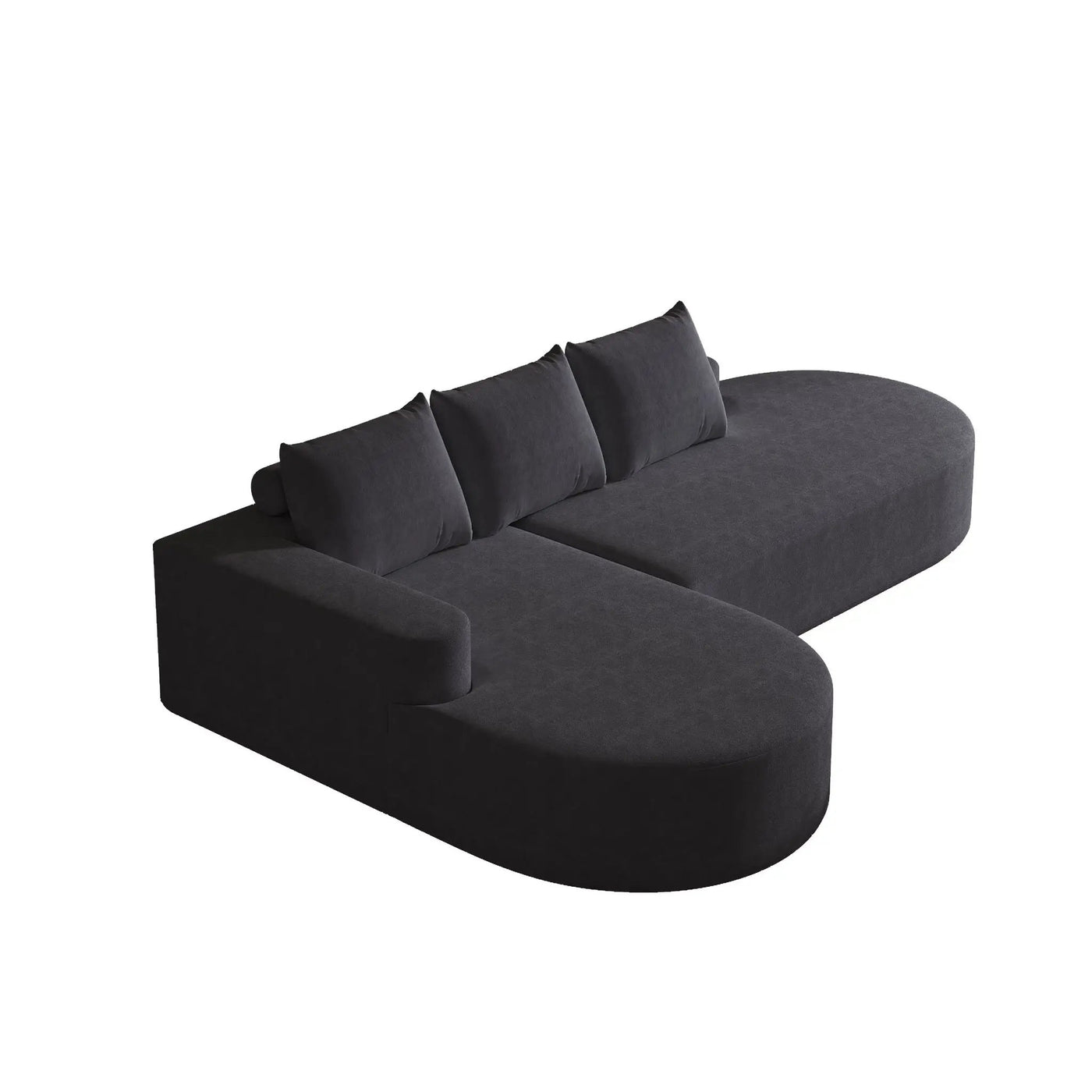 Modern Curved Sofa, L-Shaped Modular Sectional Set With 3 Pillows by HouseOfZazla