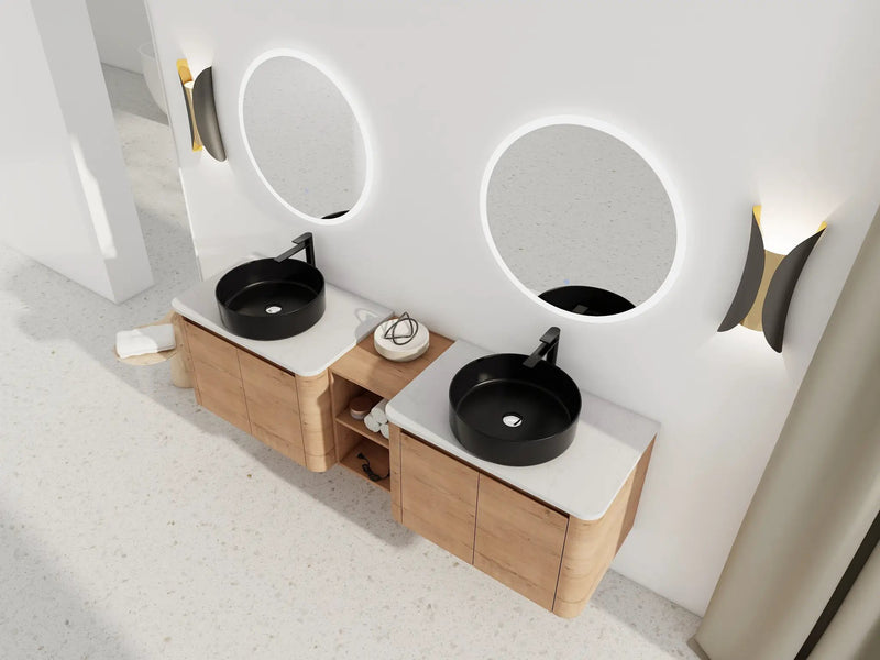 72" Wall-Mounted Bathroom Vanity With Ceramic Art Sink by HouseOfZazla