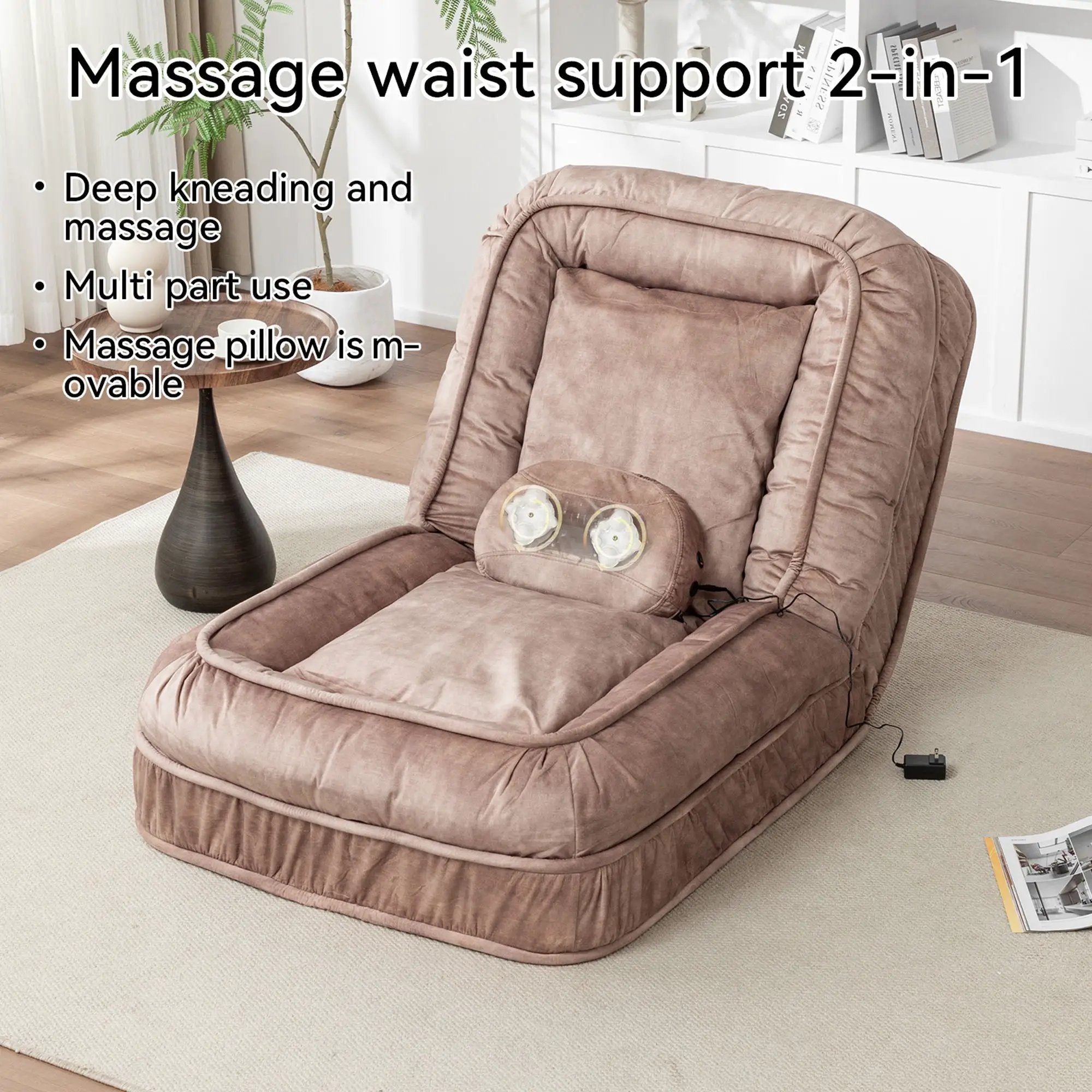 Upholstered Human Dog Bed And Pets, Bean Bag Floor Sofa With Massage Pillow, 5 Adjustable Positions & 2 Soft Pillows by Unique Piece Furniture