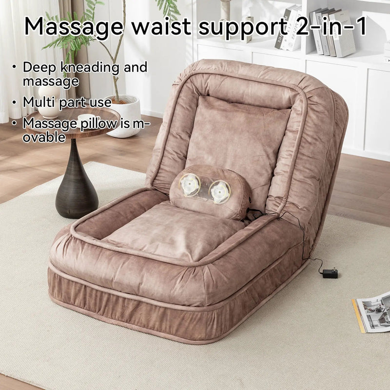 Upholstered Human Dog Bed And Pets, Bean Bag Floor Sofa With Massage Pillow, 5 Adjustable Positions & 2 Soft Pillows by Unique Piece Furniture