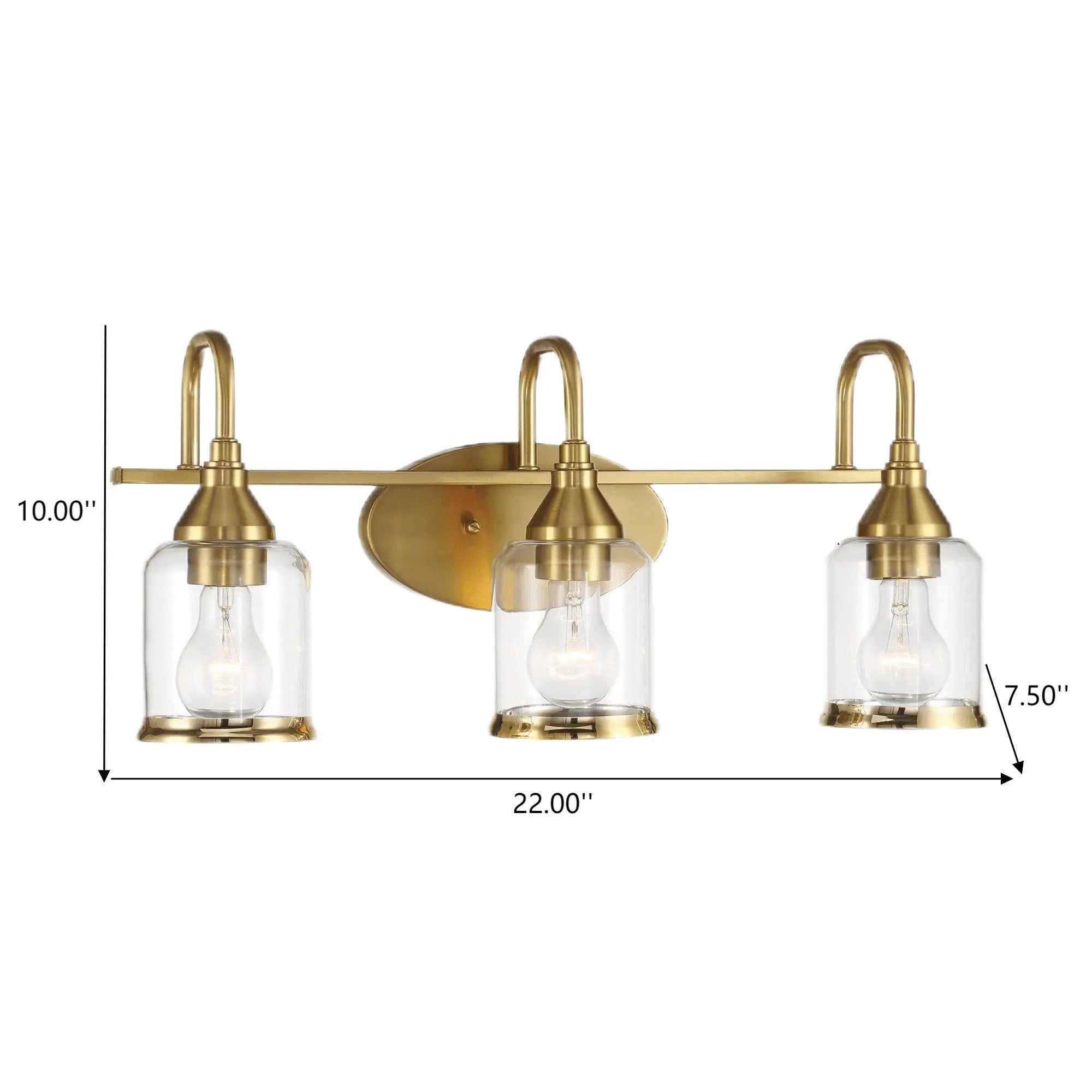 3 Lights Brush Vanity Light - Clear / Gold by HouseOfZazla