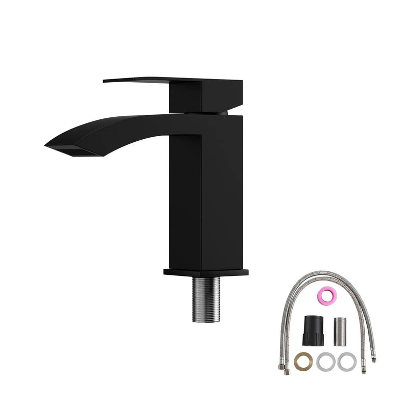 Wall Mounted Bathroom Sink With Towel Bar & Overflow - White / Black by HouseOfZazla
