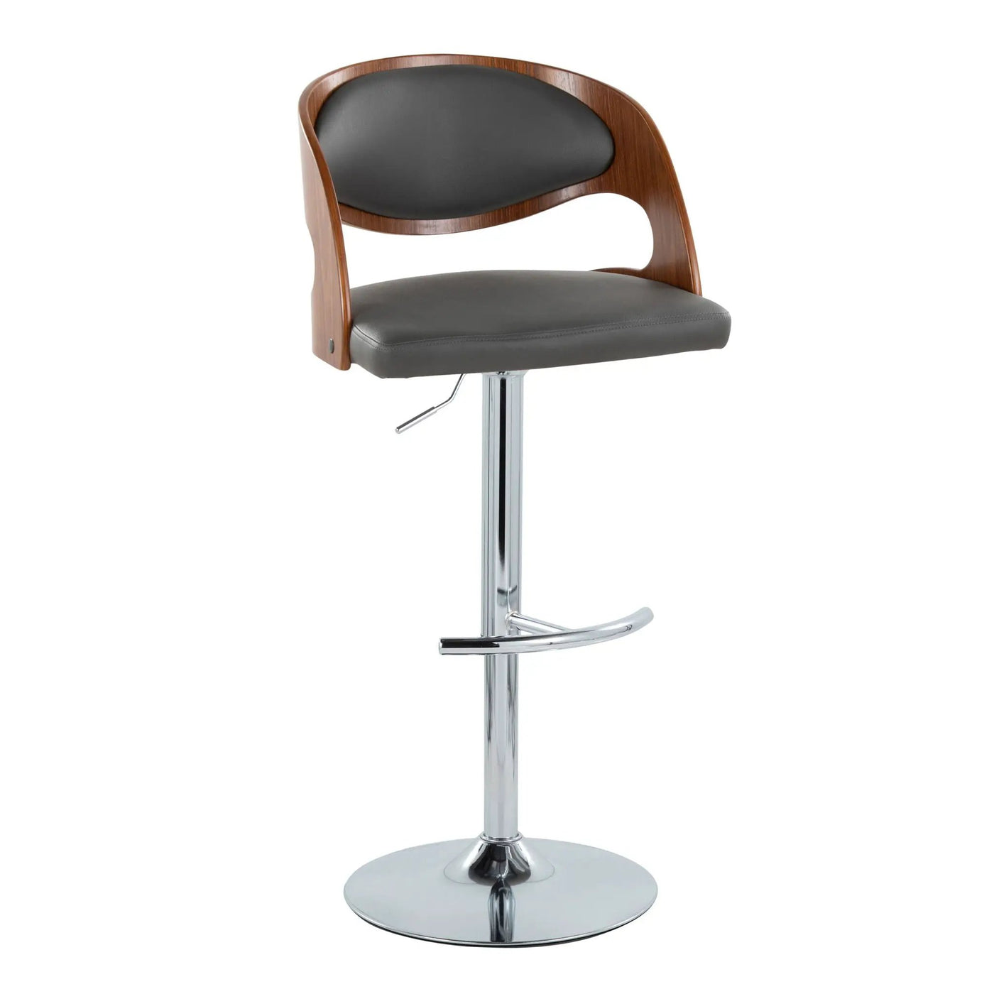 Pino - Mid Century Modern Adjustable Barstool & Swivel With Rounded T Footrest (Set of 2) by HouseOfZazla