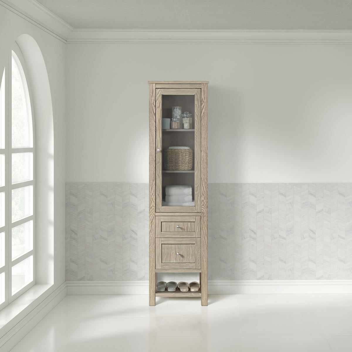 James Martin Breckenridge Linen Cabinet, Whitewashed Oak, view 3