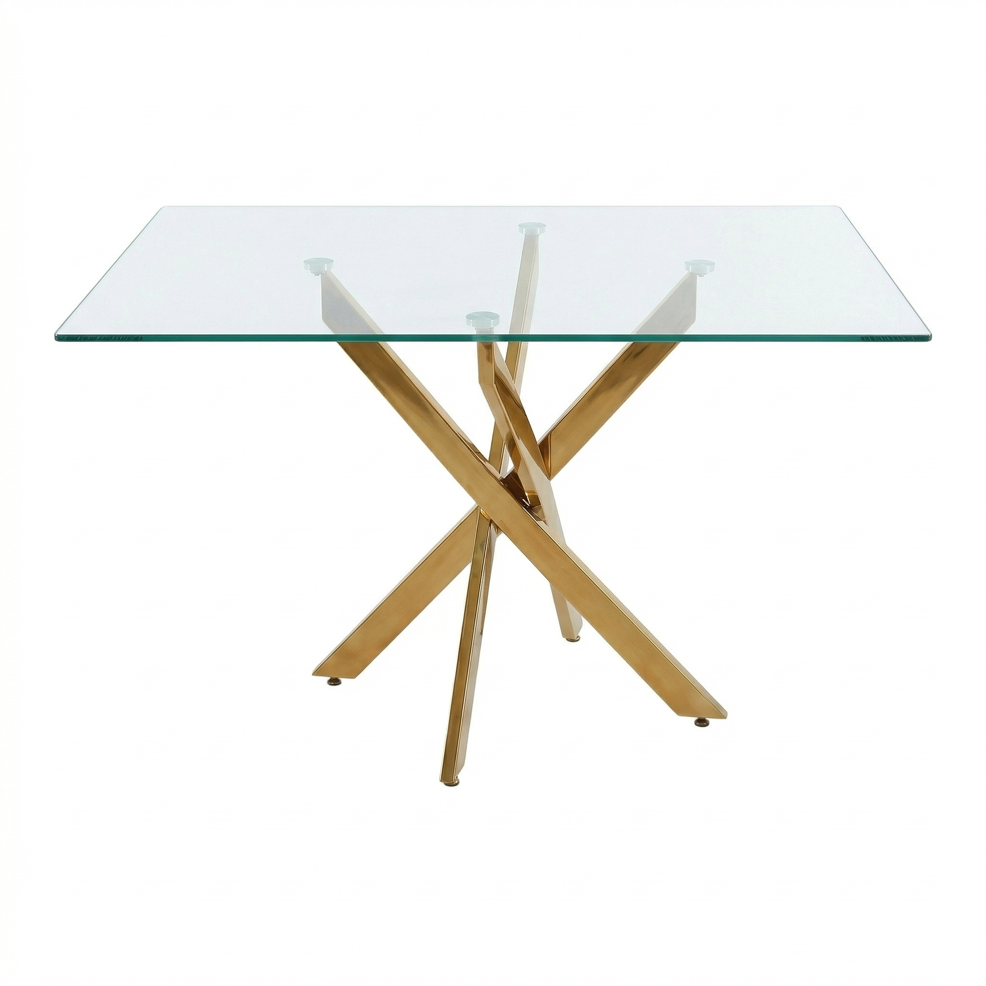 Rectangular Glass Dining Table with Gold-Plated Legs by HouseOfZazla
