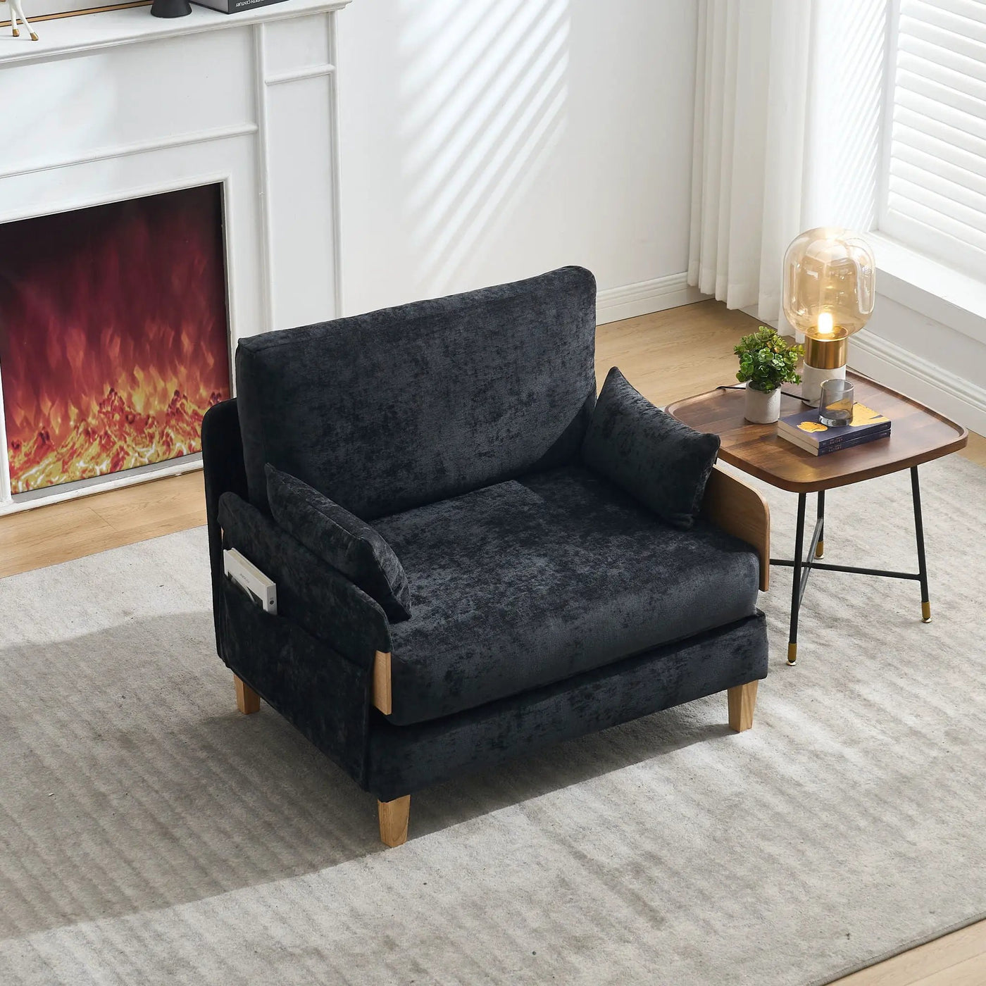 Mid Century Modern Foldable Sofa Bed, 3 In 1 Convertible Sleeper With 3 Pillows by Unique Piece Furniture