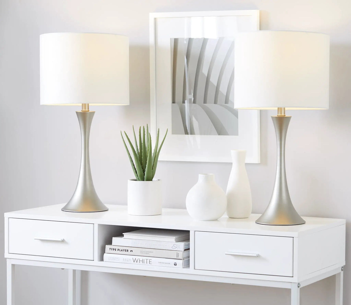 Lenuxe - Contemporary & Modern Design Table Lamp (Set of 2) by HouseOfZazla