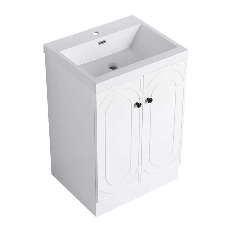 Contemporary Freestanding Bathroom Vanity With Resin Sink & Soft-Close Cabinet Doors by HouseOfZazla