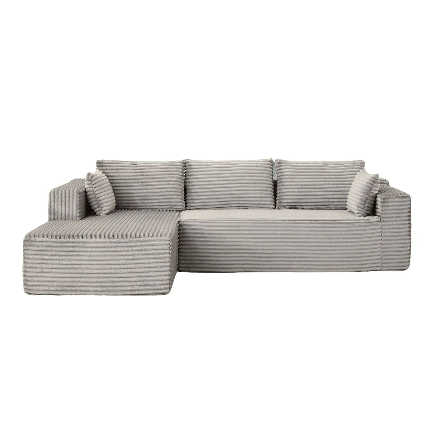 Compression Sectional Couch With Comfy Chaise, Boneless L Shape Sofa With Deep Seat by HouseOfZazla