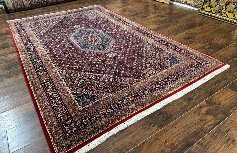 Indo Persian Bidjar Rug 6x9, Vintage Wool Handmade Carpet by Jewel Rugs