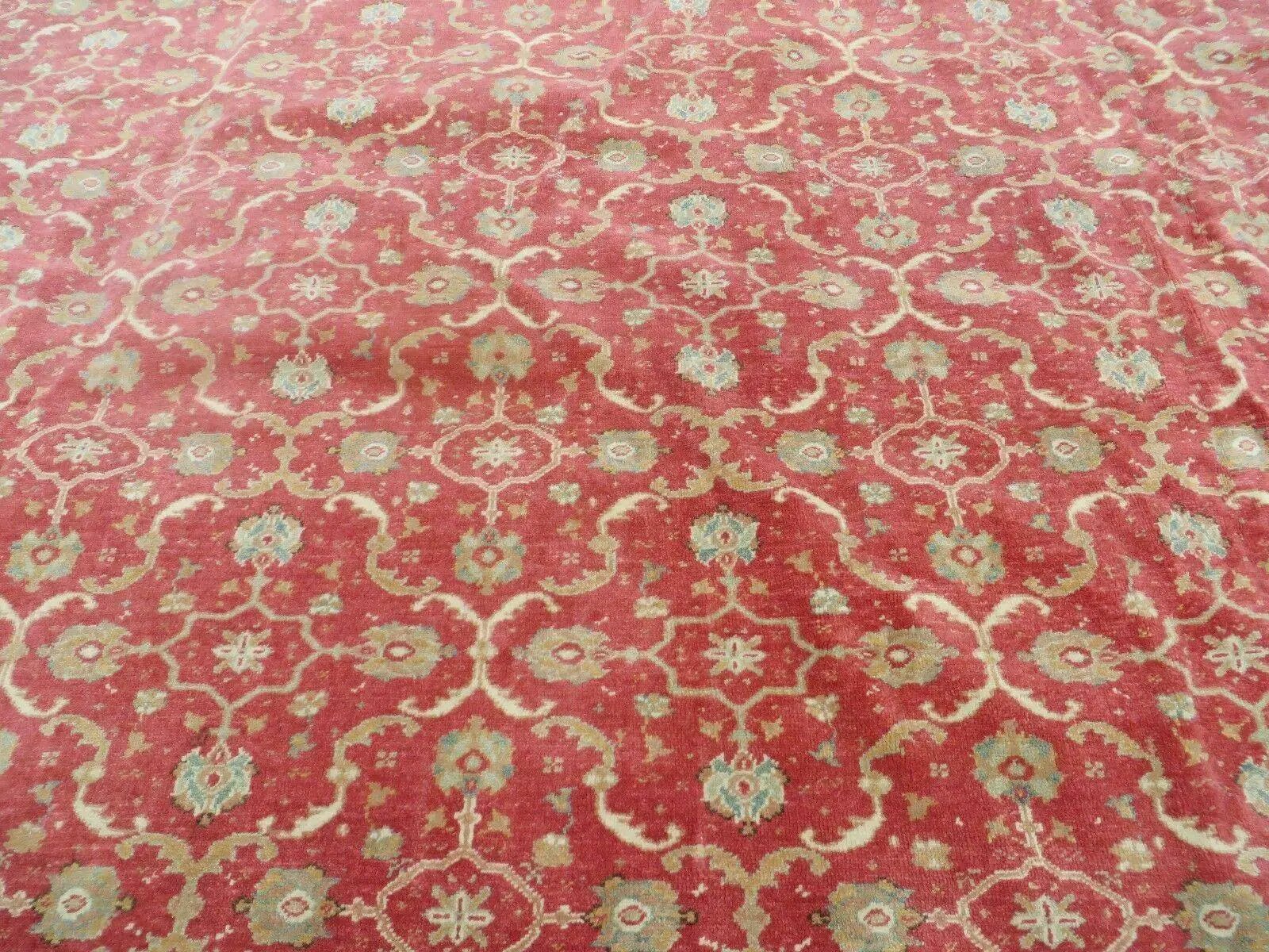 12' X 18' Palace Size Handmade Egyptian Wool Rug Carpet Soft Colors Red & Beige by Jewel Rugs