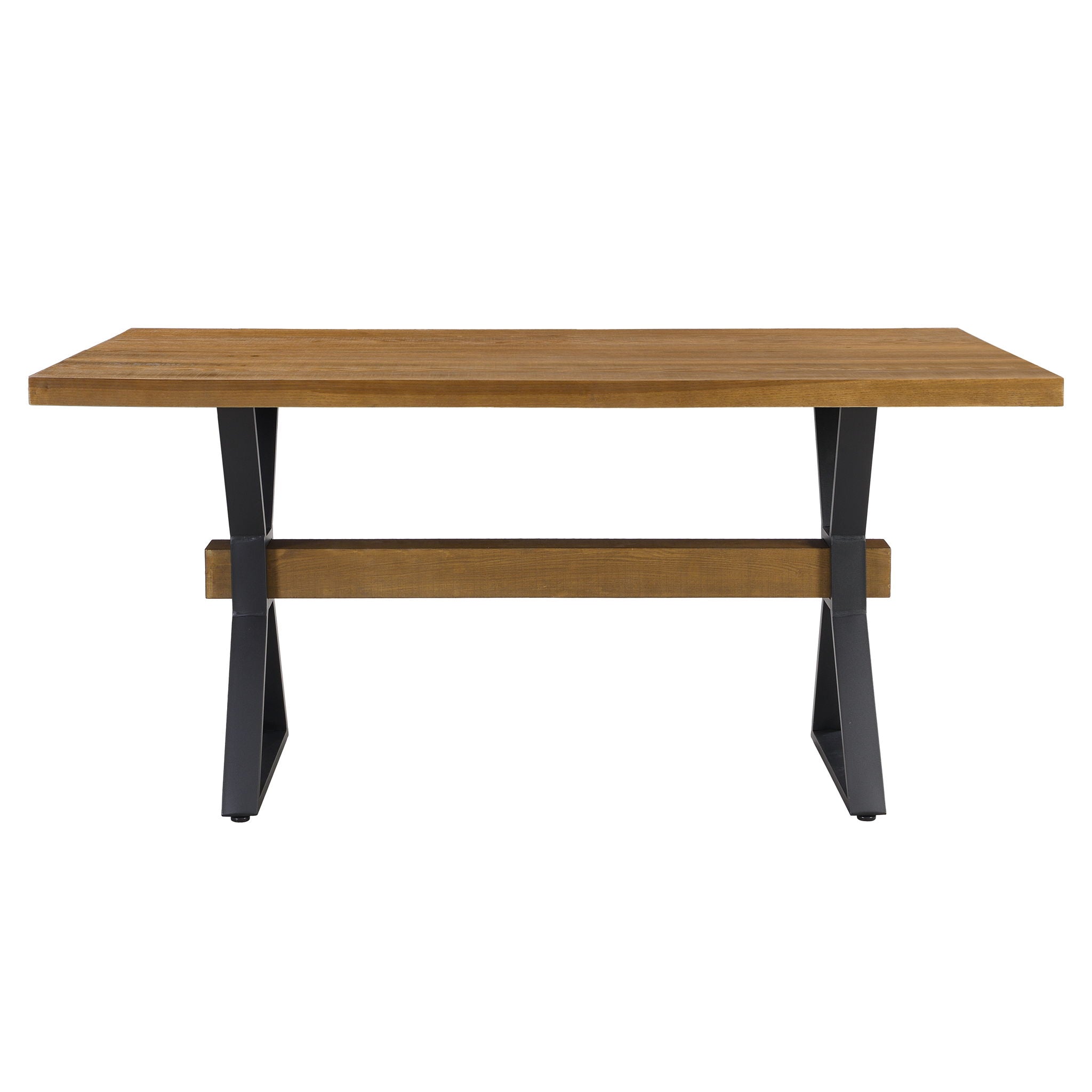Farmhouse Style X Shaped Legs Dining Table With Moulded Details - Brown by HouseOfZazla