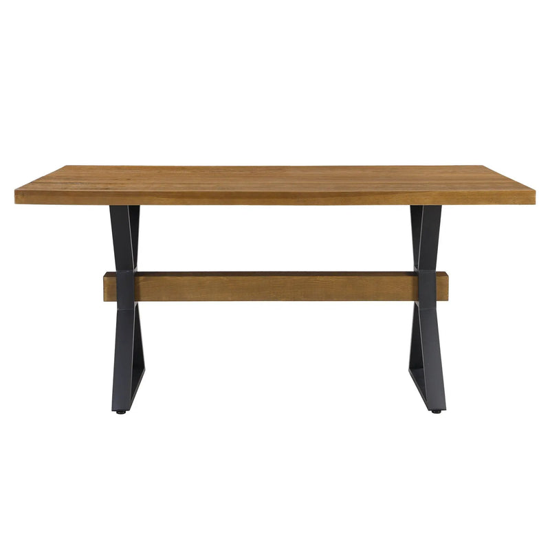 Farmhouse Style X Shaped Legs Dining Table With Moulded Details - Brown by HouseOfZazla