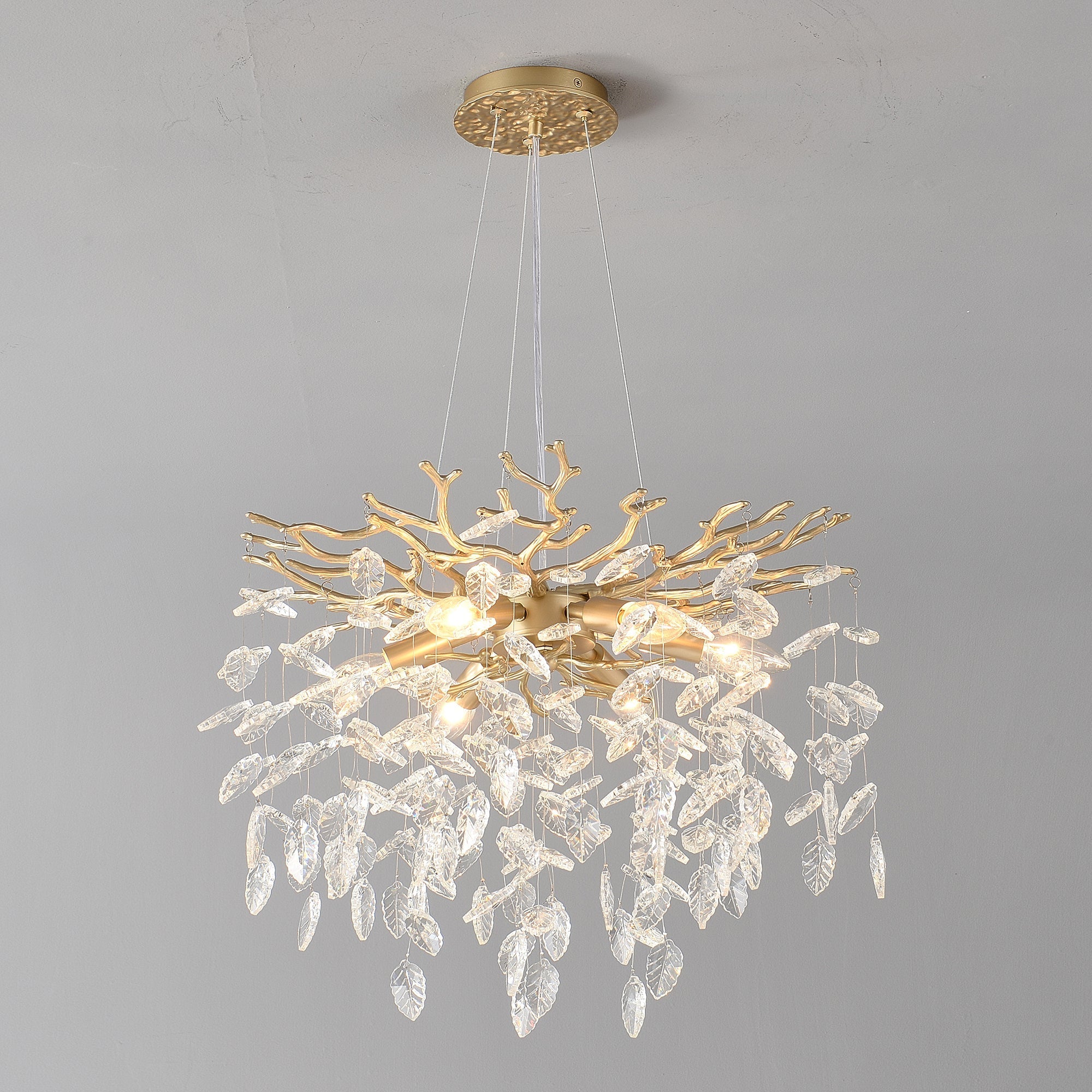 6-Light Chandelier Crystal Ceiling Lamp - Gold Finish by HouseOfZazla