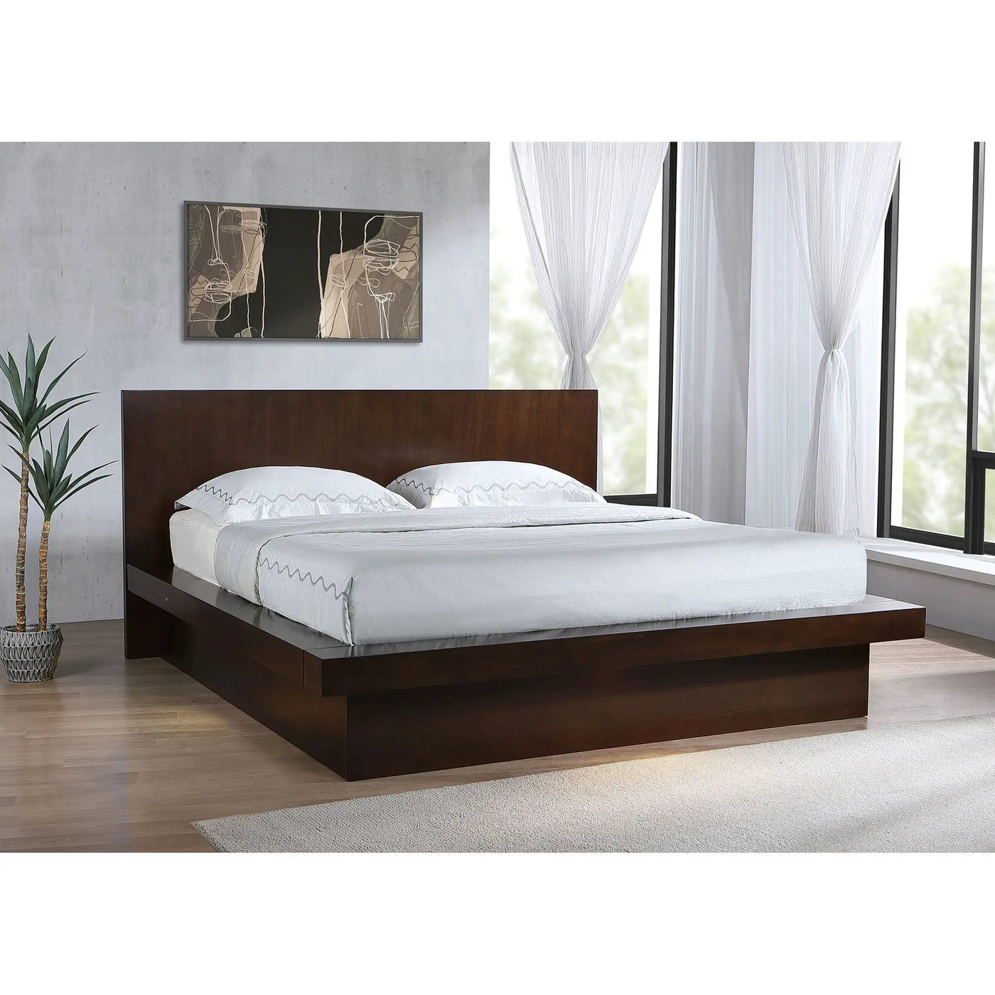 Tokyo - LED Panel Bed With Structured Headboard by HouseOfZazla