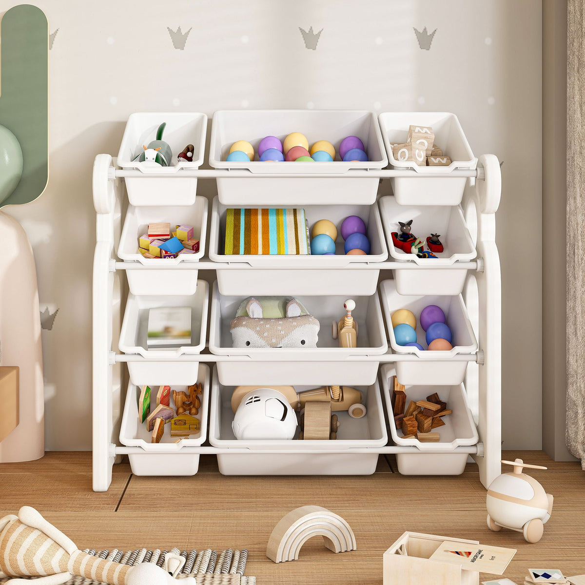 Kids Toy Storage Organizer Cabinet with HDPE Shelf - Gray White, photo 3 of 4