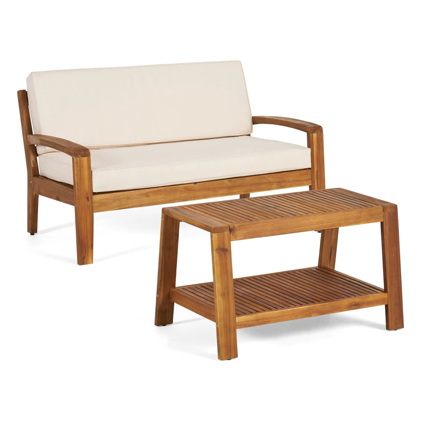 2 Piece Outdoor Conversation Set – Loveseat & Coffee Table with Water-Resistant Cushions by HouseOfZazla