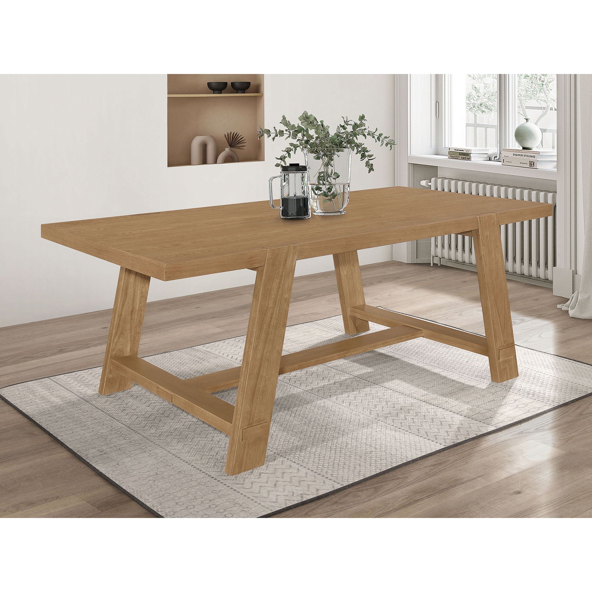 Gavilon - Rectangular Trestle Base Dining Table - Brown by HouseOfZazla