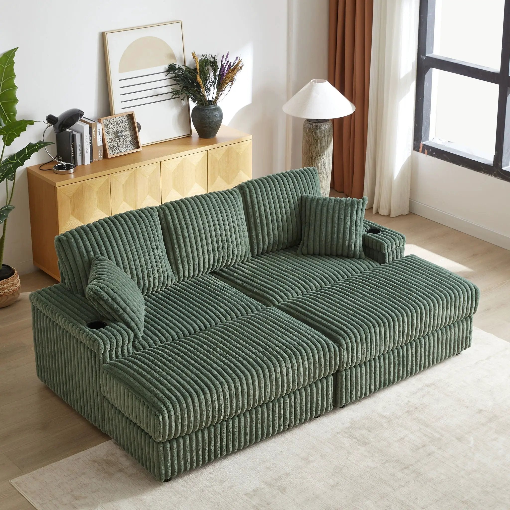 3 Seater Sofa With 2 Ottomans For Living Room by HouseOfZazla