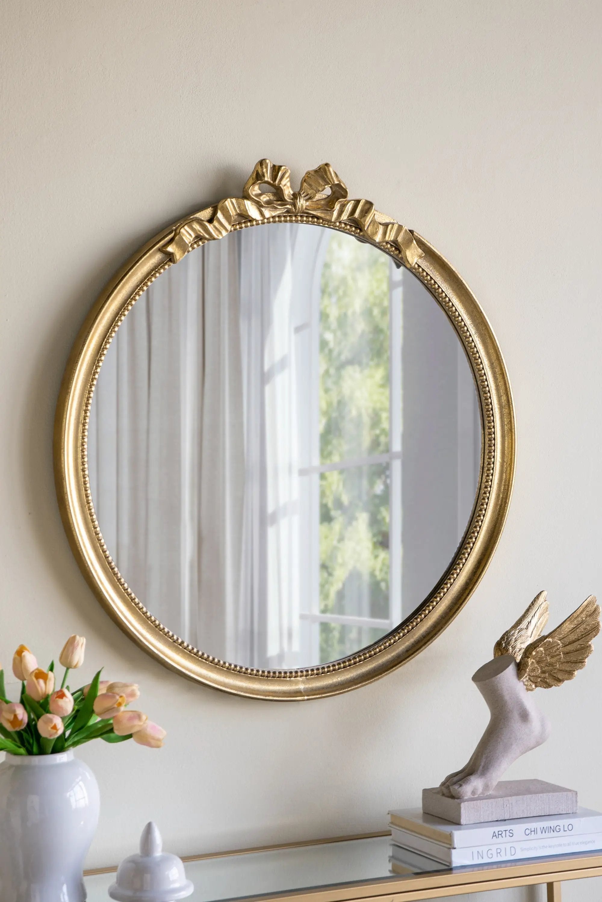 30' x 32.1' Round Decorative Wood Frame Wall Mirror by HouseOfZazla