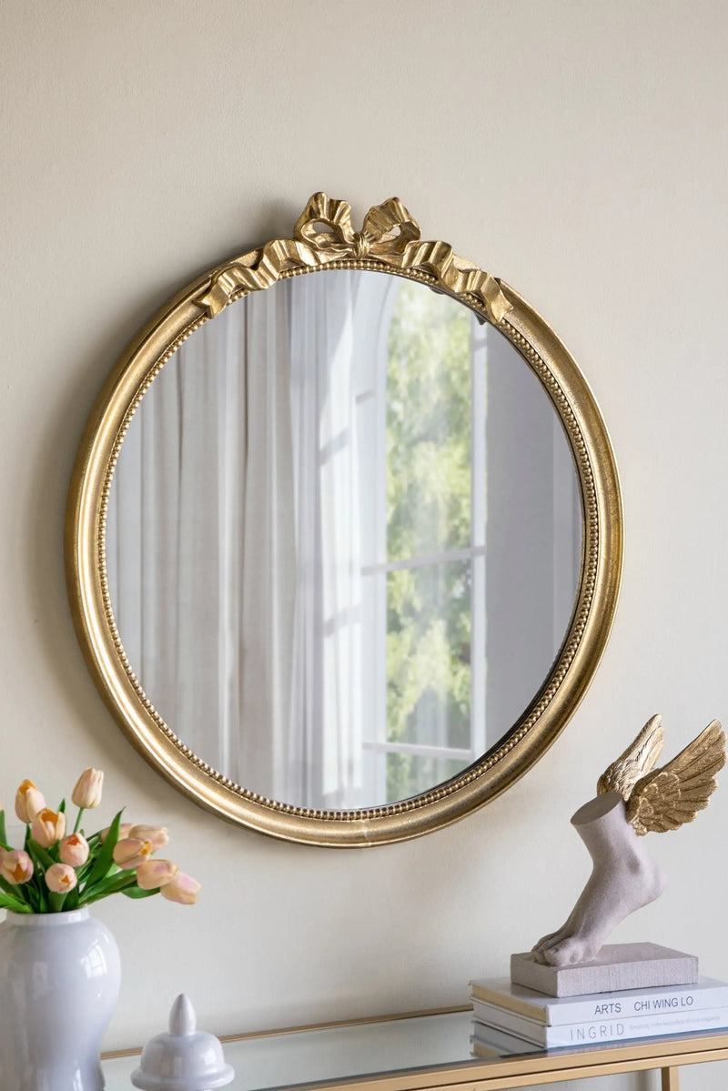 30' x 32.1' Round Decorative Wood Frame Wall Mirror by HouseOfZazla