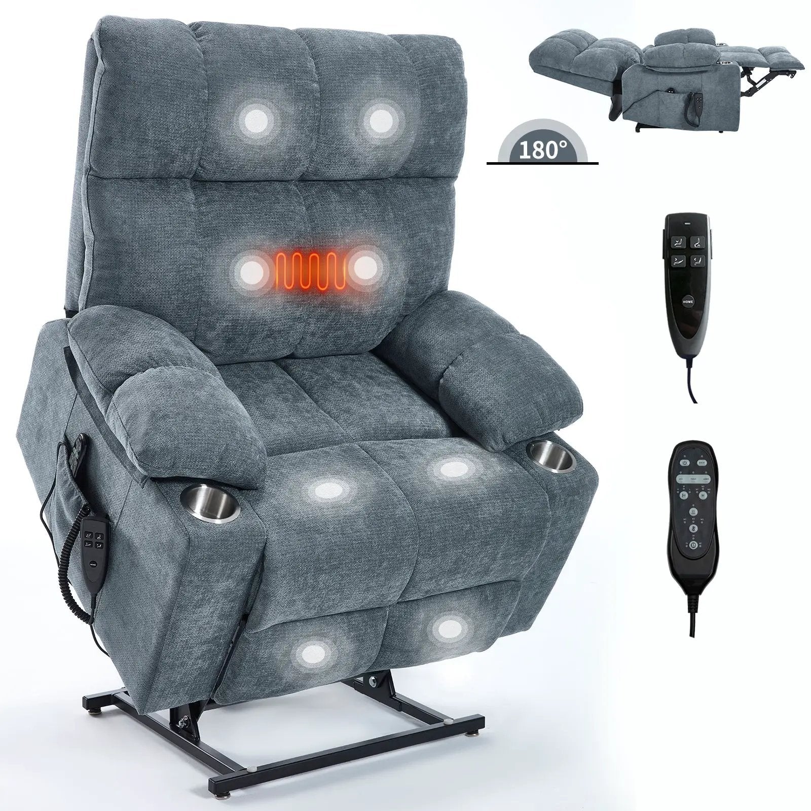 Grey Chenille Power Lift Recliner Chair by HouseOfZazla