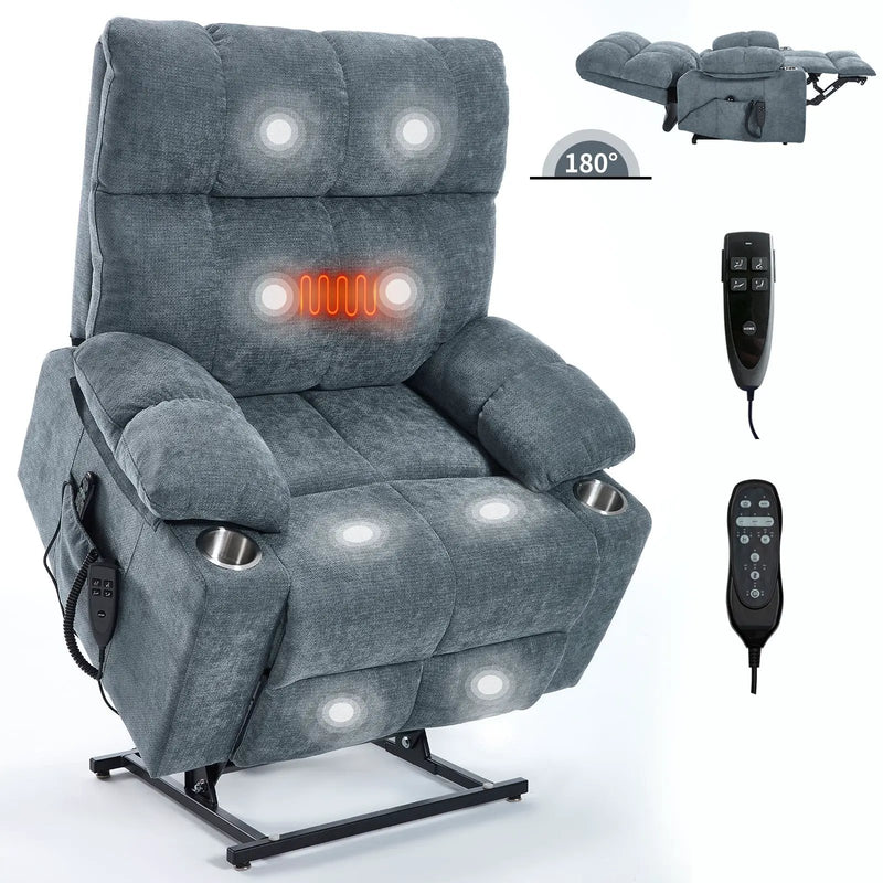 Grey Chenille Power Lift Recliner Chair by HouseOfZazla