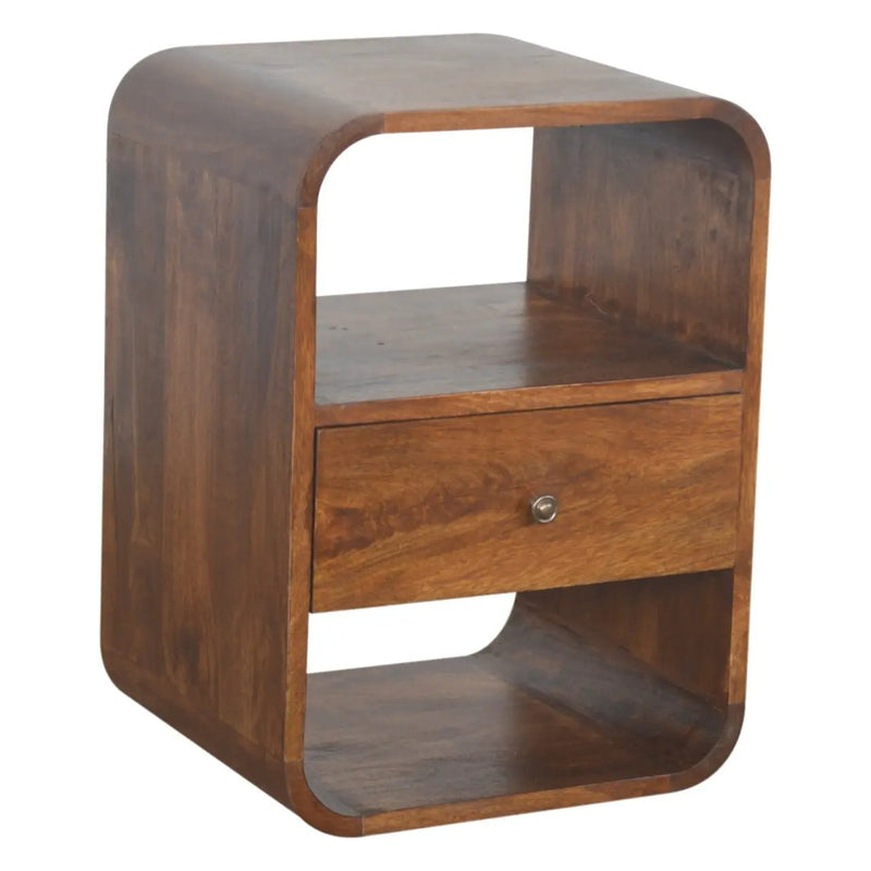 Solid Wood Chestnut Curved Edge Nightstand by HouseOfZazla