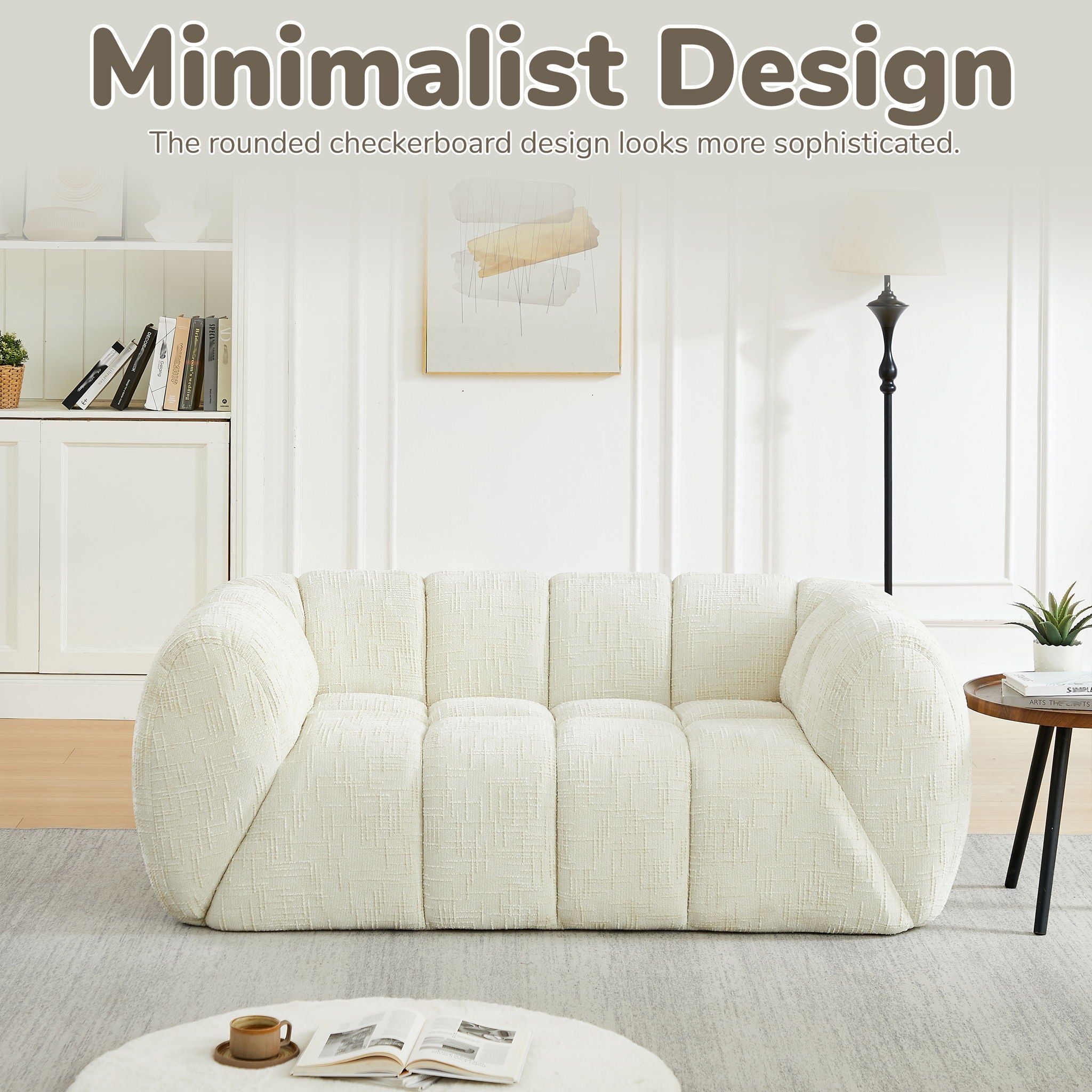 Quilted Cloud Sofa With Rounded Armrests And Piano Key Backrest Design by HouseOfZazla