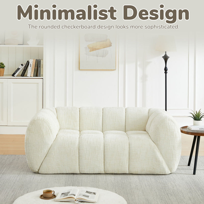 Quilted Cloud Sofa With Rounded Armrests And Piano Key Backrest Design by HouseOfZazla