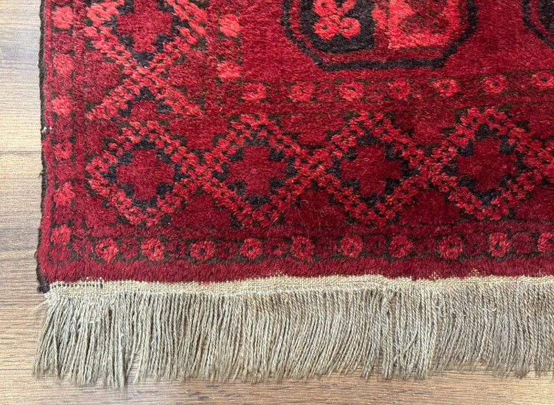 Afghan Turkoman Bokhara Bashir Rug 3x6, Red by Jewel Rugs