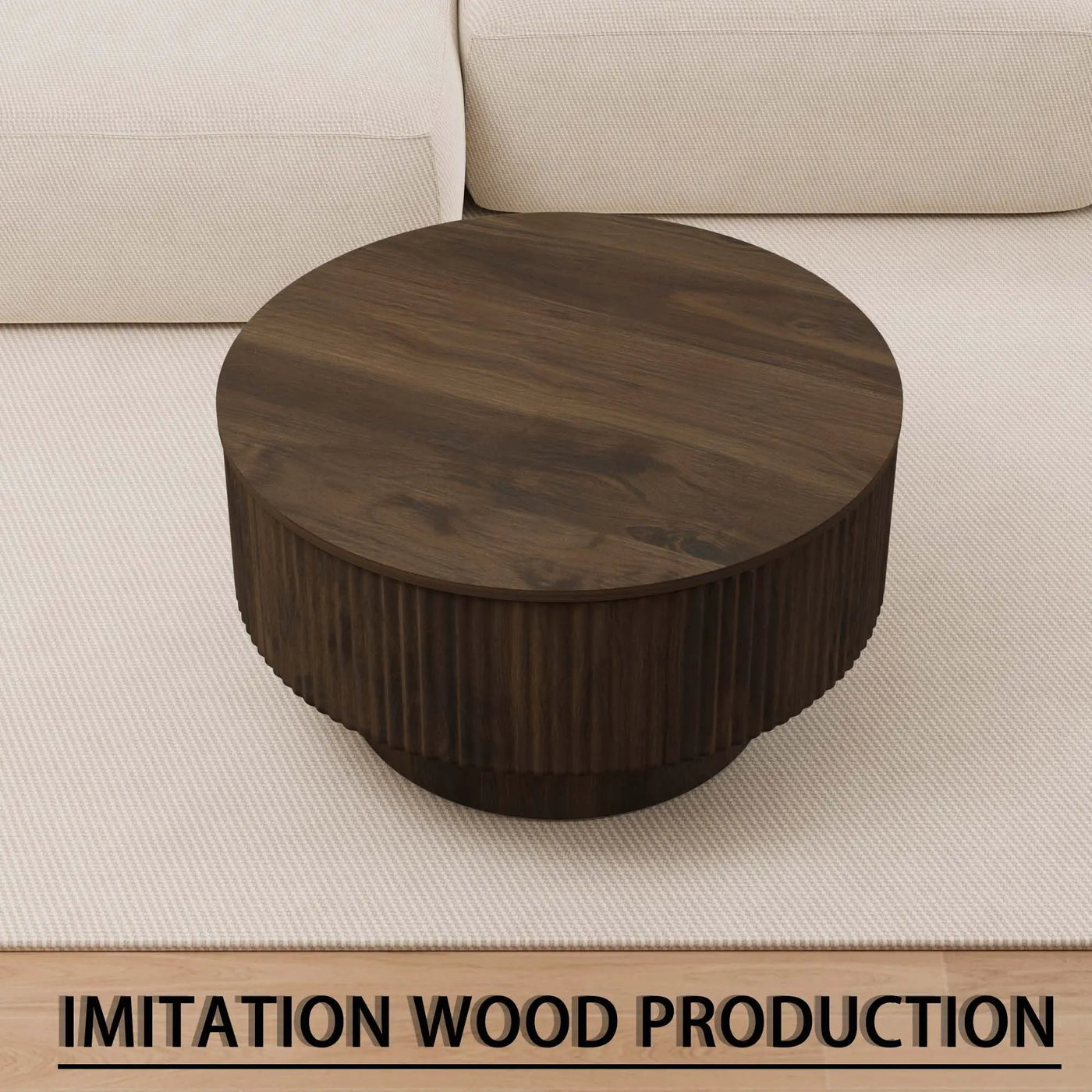 Modern Circular Coffee Table With Stripe Design And Storage Space by HouseOfZazla