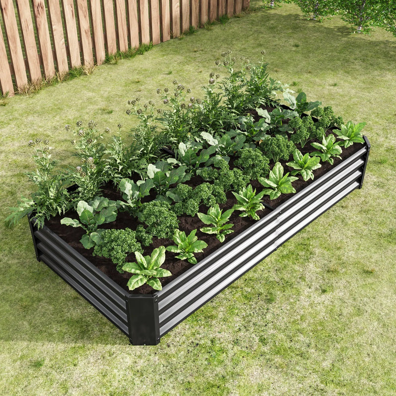 Raised Garden Bed Outdoor 6×3×1 ft Metal Raised Rectangle Planter Bed by HouseOfZazla