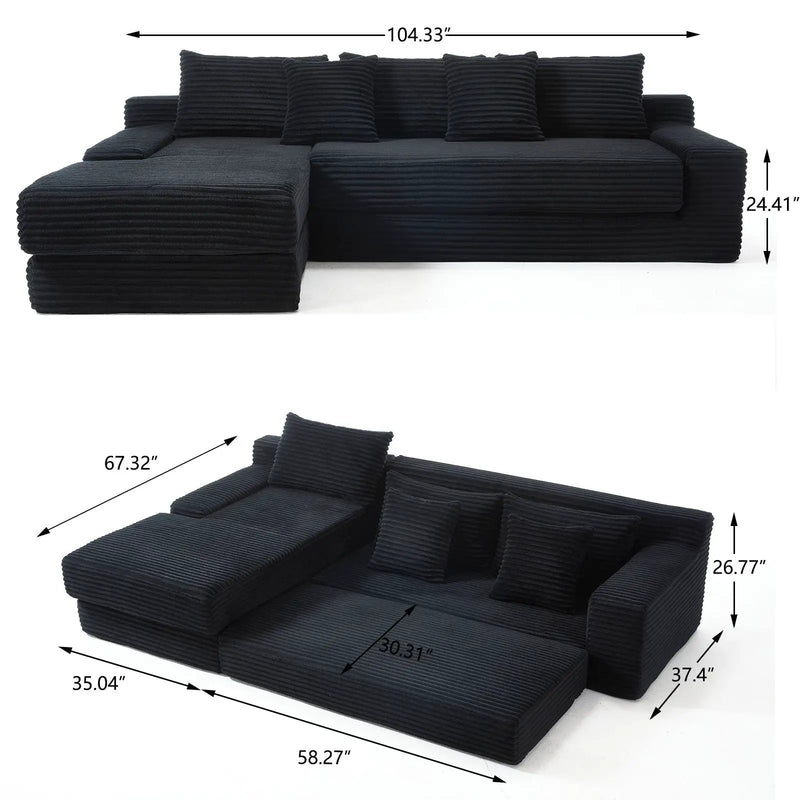 Modern L - Shaped Sectional Couch With Memory Foam by HouseOfZazla