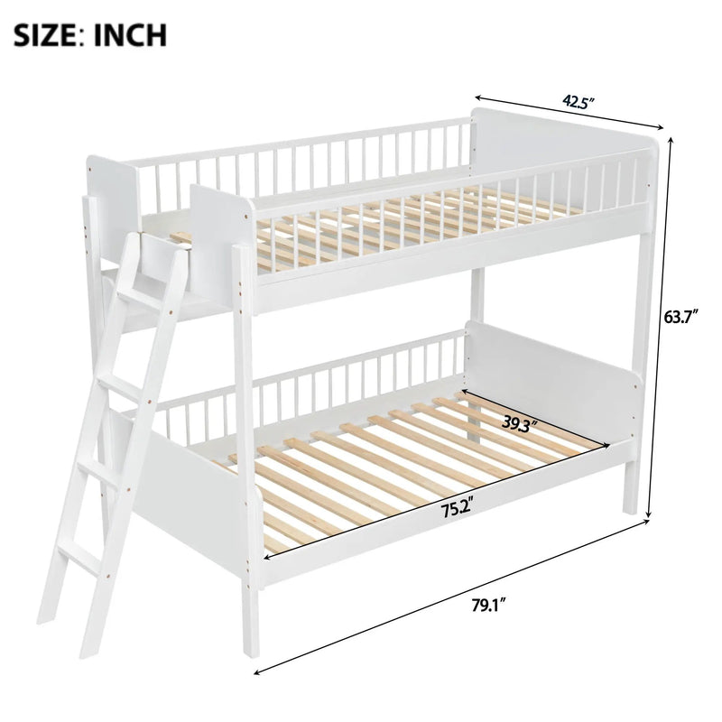 Bunk Bed With 3 Storage Shelves, Adjustable Ladder Left Or Right by Unique Piece Furniture