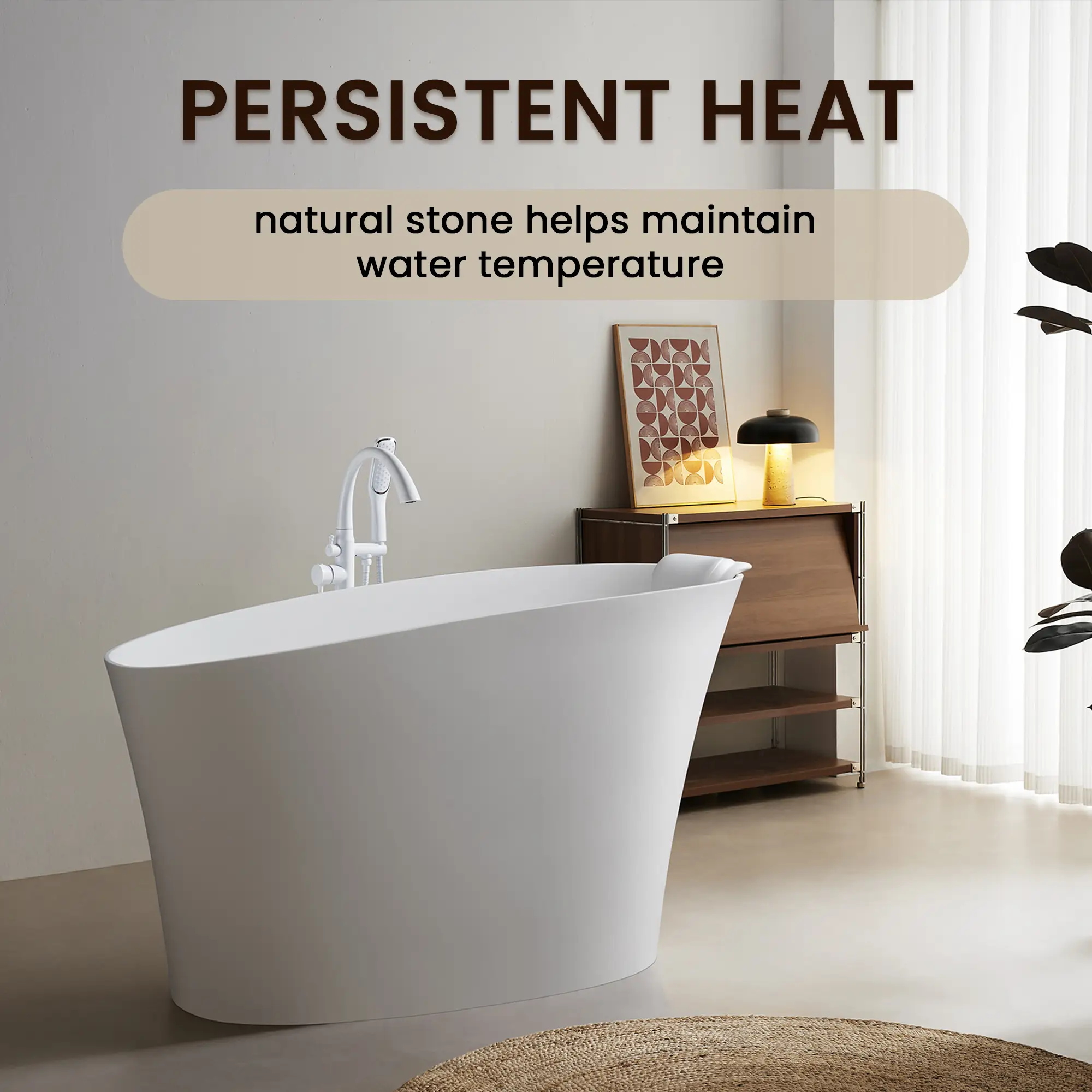 51" Solid Surface Oval Freestanding Glossy Bathtub by HouseOfZazla