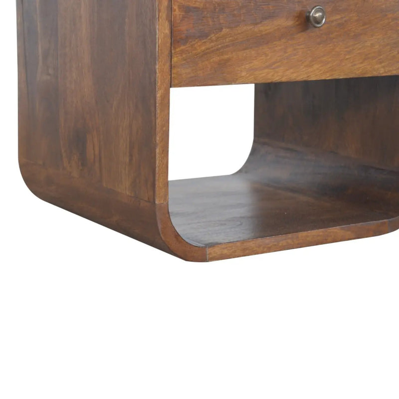 Solid Wood Chestnut Curved Edge Nightstand by HouseOfZazla