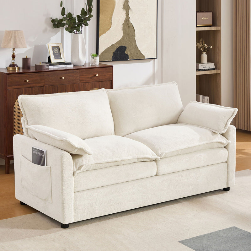 Modern Loveseat Sofa, Upholstered Couch With Side Storage Pockets by HouseOfZazla