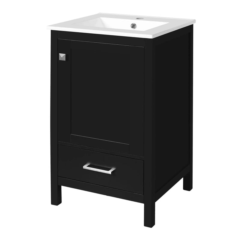 Bathroom Vanity With Ceramic Sink, Soft Close Drawers, Door Organizer, Divider Drawer, Adjustable Foot Pads by HouseOfZazla