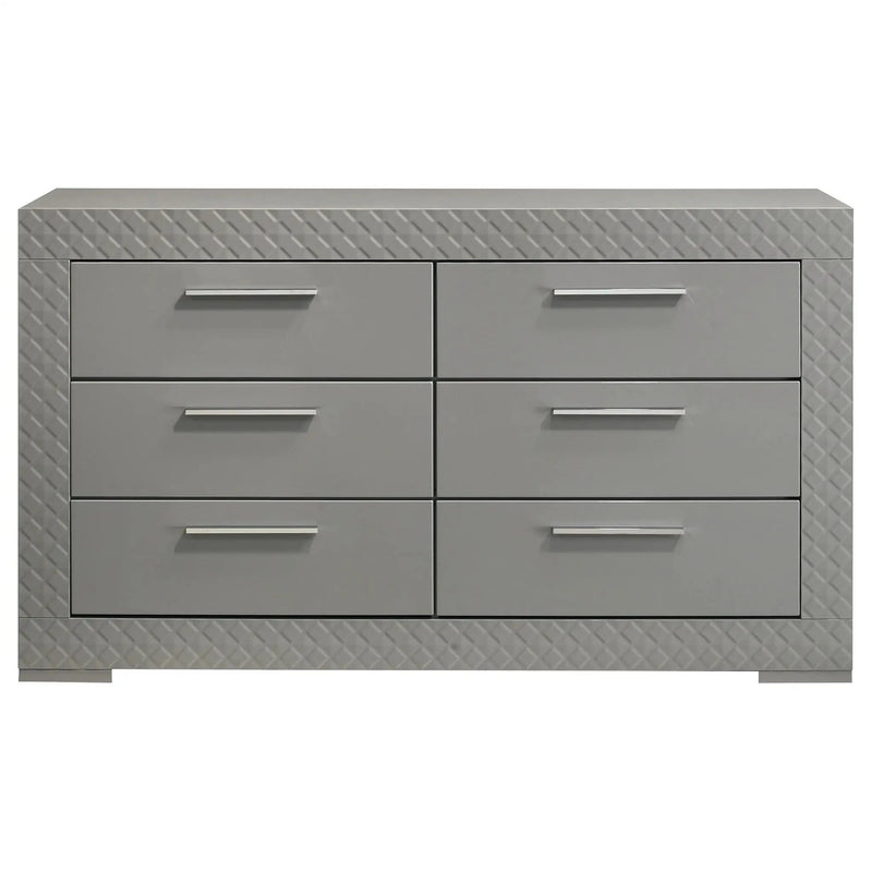 Ives 6-drawer Dresser Cabinet Grey High Gloss by Unique Piece Furniture