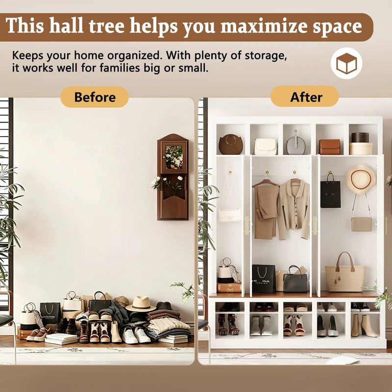 U-Can Farmhouse Entryway Storage Cabinet with Shoe Rack & Display Cubbies by HouseOfZazla