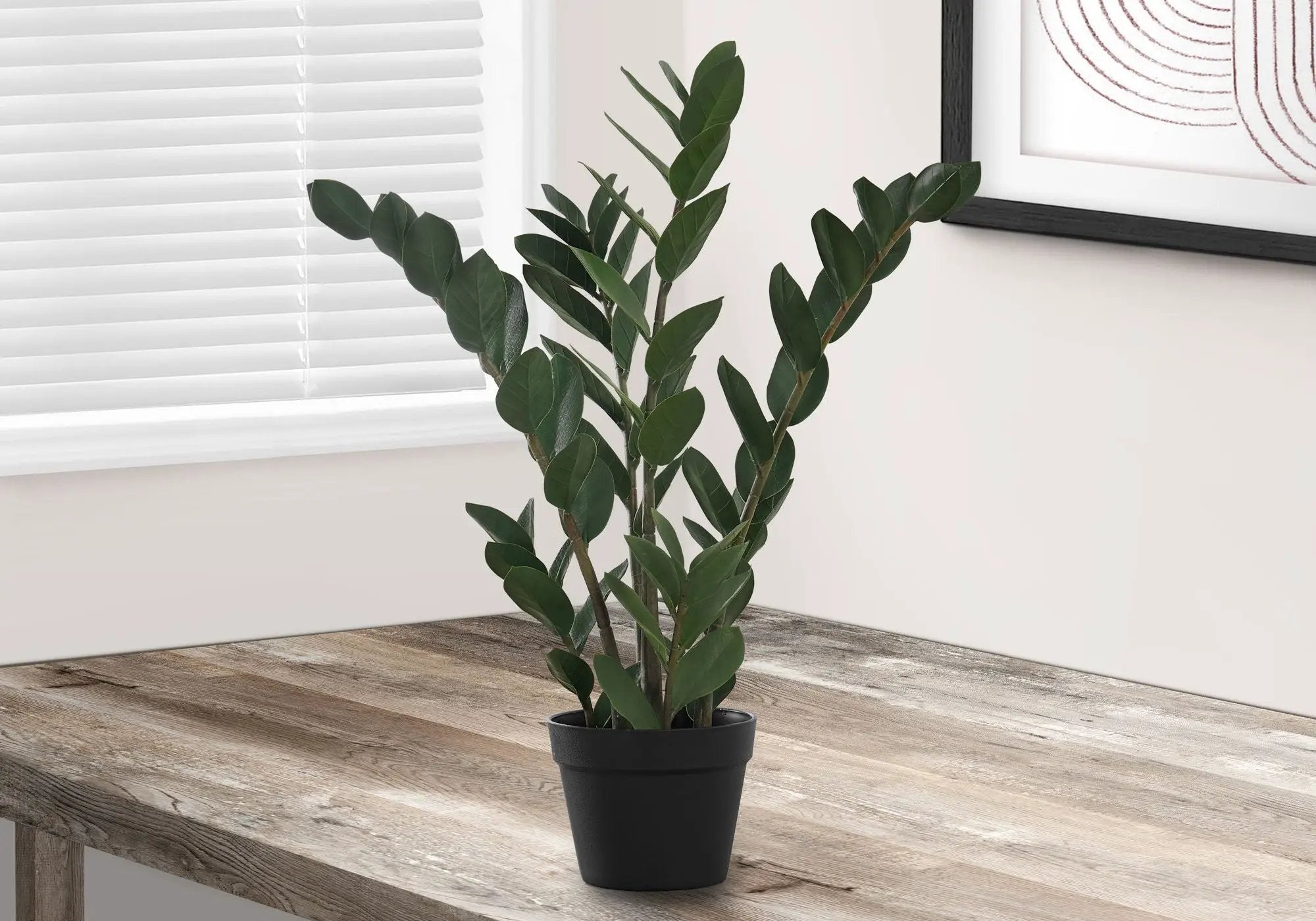 29" Tall, Artificial Plant, Zz Tree, Indoor, Faux, Fake, Floor, Greenery, Potted, Real Touch, Decorative - Green / Black by Unique Piece Furniture