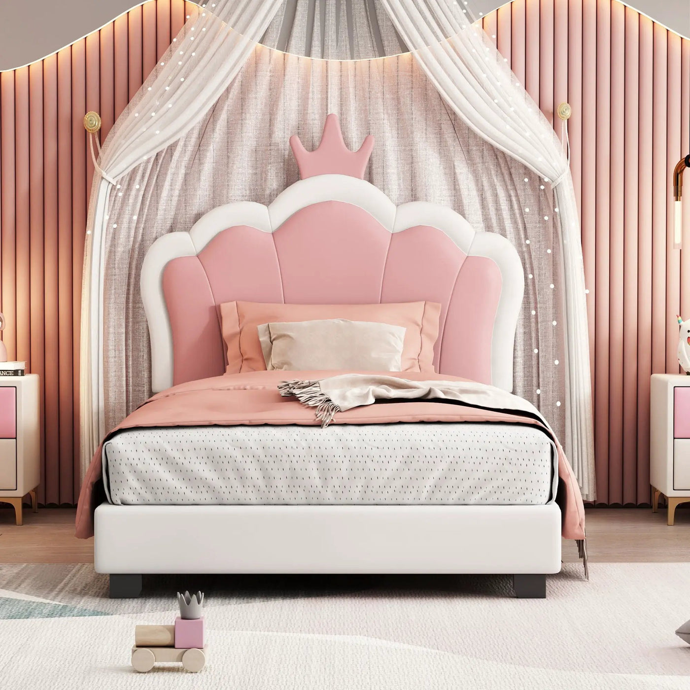 Upholstered Princess Platform Bed With Crown Headboard by HouseOfZazla